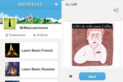 App luyện tập tiếng anh Memrise