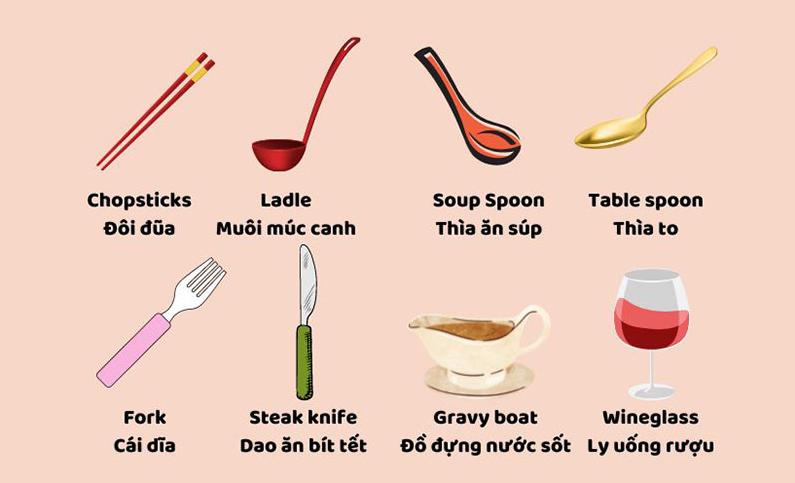 Từ vựng tiếng Anh dụng cụ ăn uống trong nhà bếp