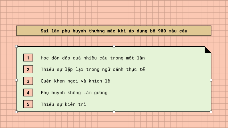 Sai lầm phụ huynh thường mắc khi áp dụng bộ 900 mẫu câu