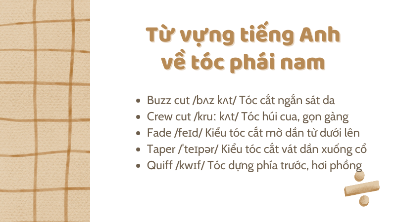 Từ vựng tiếng Anh về tóc phái nam