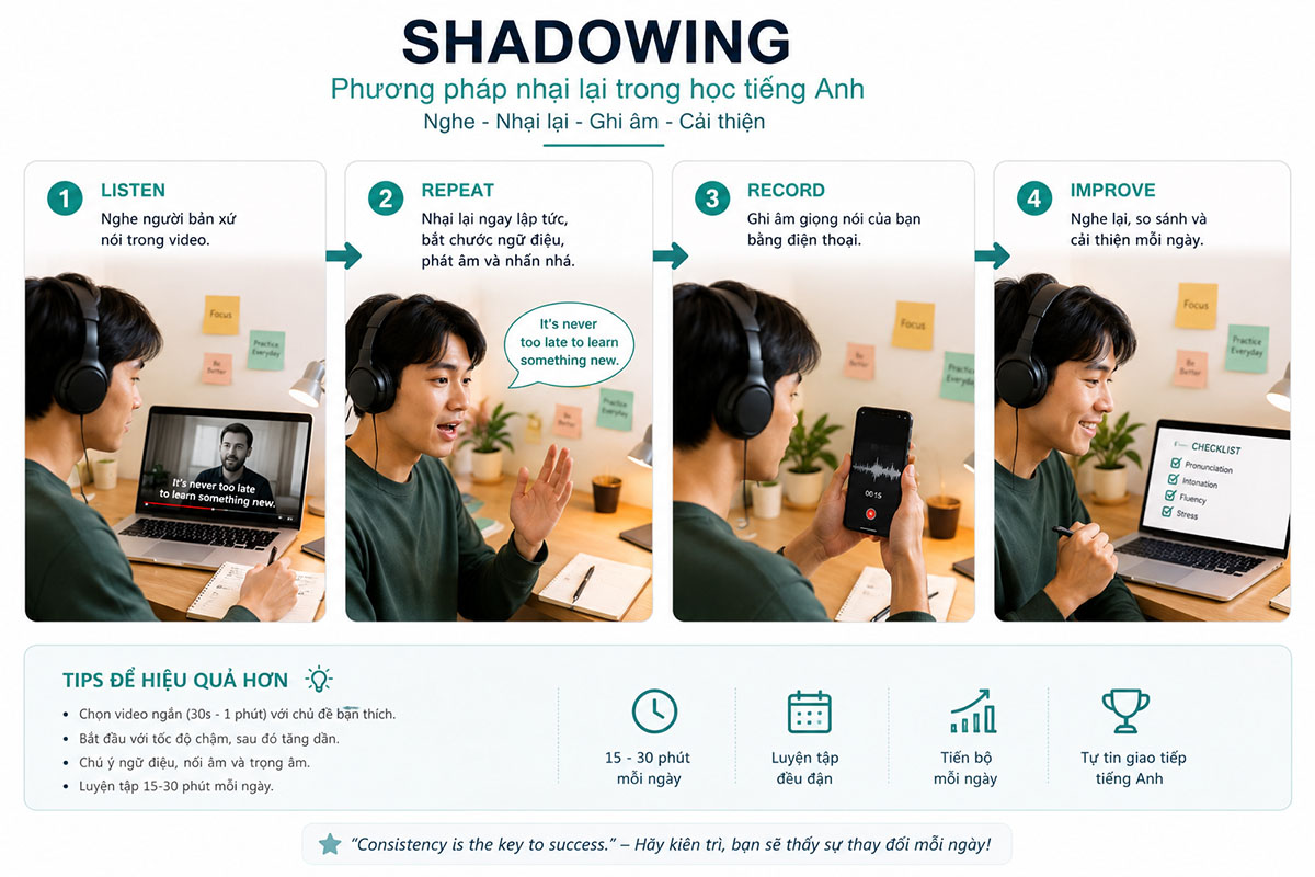 Phương pháp Shadowing trong học tiếng Anh
