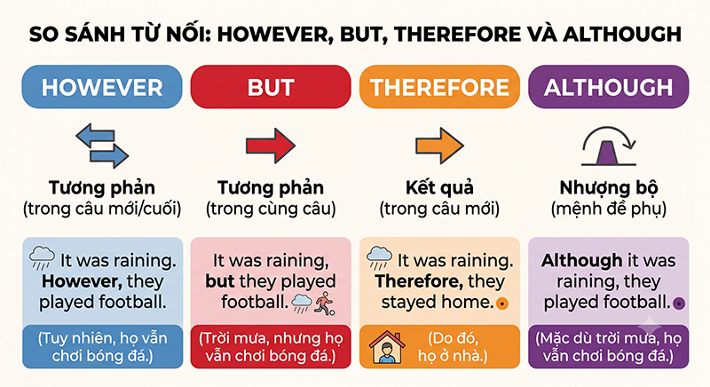 Phan-biet-However-voi-But-Therefore-va-Although