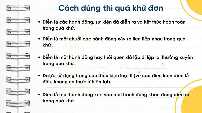 Cách dùng thì quá khứ đơn