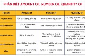Phân biệt Amount of, Number of, Quantity of chi tiết nhất