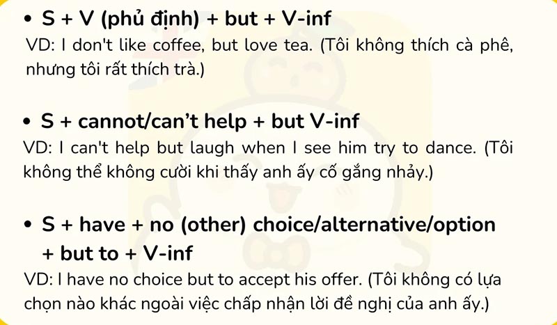 Vị trí của but trong câu