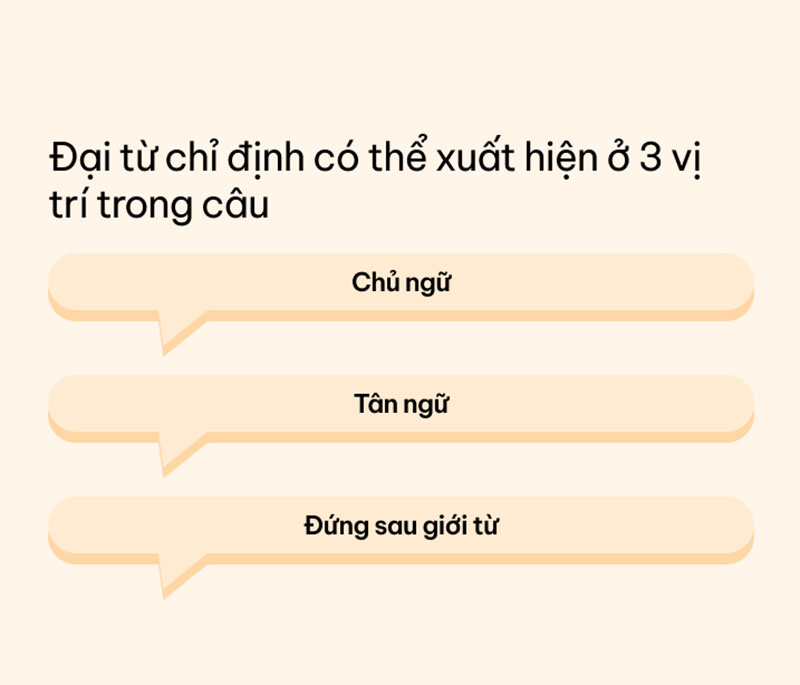 Vị trí của đại từ chỉ định trong câu